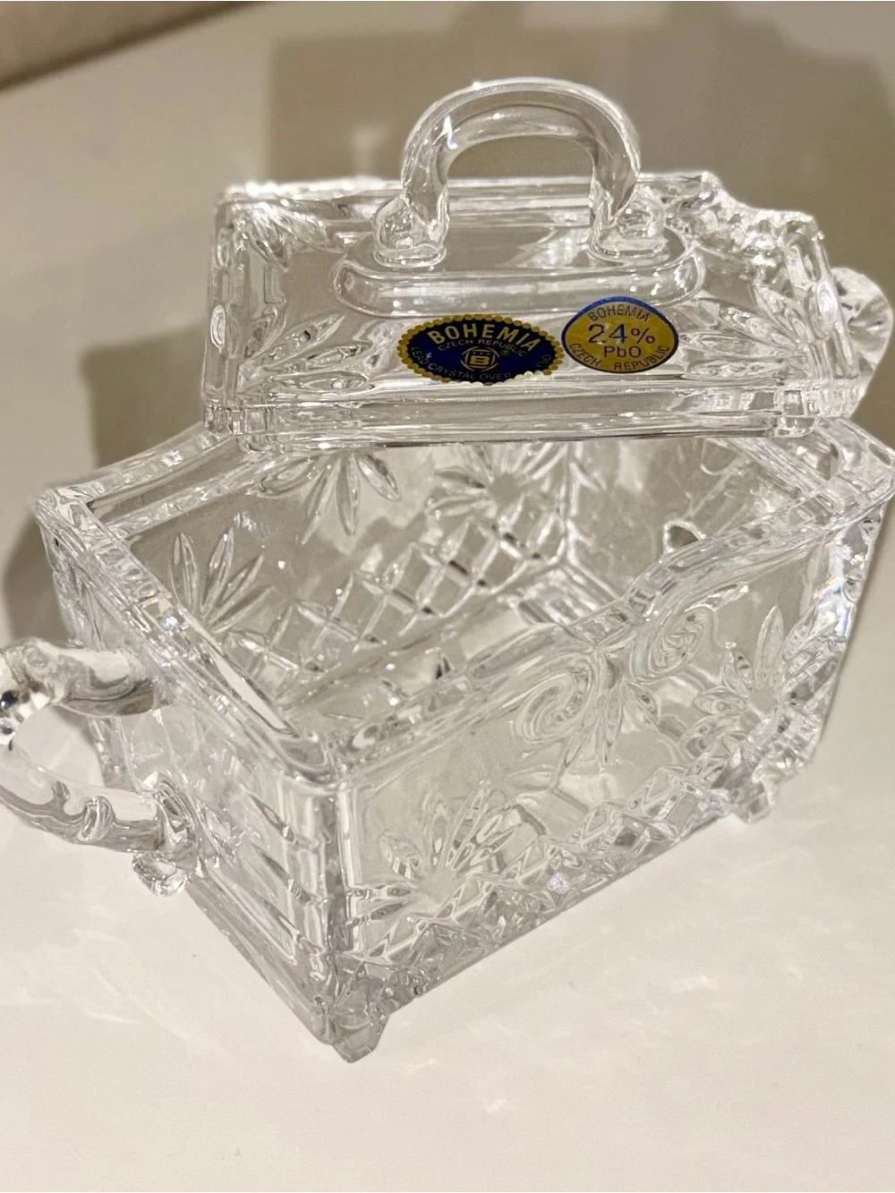 Brand New Bohemia Crystal Lead Crystal Sugar Bowl / Candy Dish with Lid